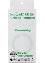 beyondGREEN Dog Waste Bags - 8 Folded Rolls - 120 Bags