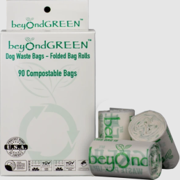 beyondGREEN Dog Waste Bags - 6 Folded Rolls - 90 Bags