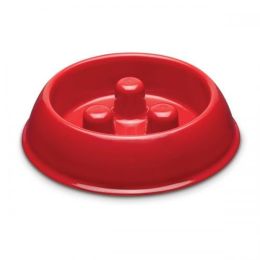 PS Plastic Slow Feeder Bowl 12oz Red