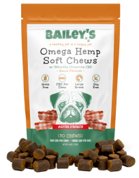 Bailey's Bacon Flavored Omega Hemp Soft Chews 30 Count Bag with 3MG CBD Per Chew