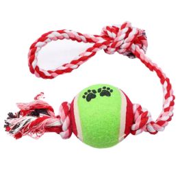 Tennis Ball Rope Dog Chew Toy - Red