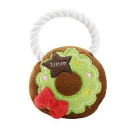 Plush Christmas Wreath Rope Dog Toy