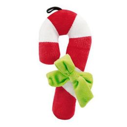 Plush Christmas Candy Cane Dog Toy