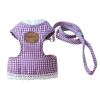 Purple Plaid Pet Leash/Vest Harness - Medium