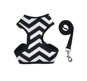 Pet Harness/Leash - Black & White Zigzag, Small