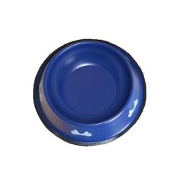 Bone Pattern Dog Bowl Round Stainless Steel 7.4" - Blue