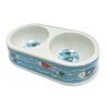 Imitation Ceramic Melamine Double Pet Bowl - Fish