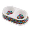 Imitation Ceramic Melamine Double Pet Bowl - Colored Blocks