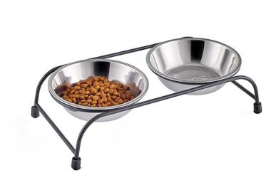 Simple Iron Frame Stainless Steel Double Bowls