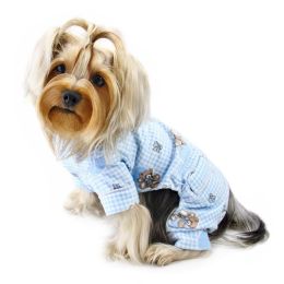 Adorable Teddy Bear Love Flannel PJ  (Light Blue) (Size: Large)
