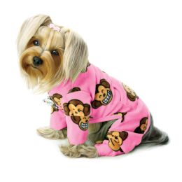 Silly Monkey Fleece Turtleneck Pajamas - Pink (Size: Large)