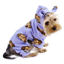 Adorable Silly Monkey Fleece Dog Pajamas/Bodysuit with Hood - Lavender (Size: XS)