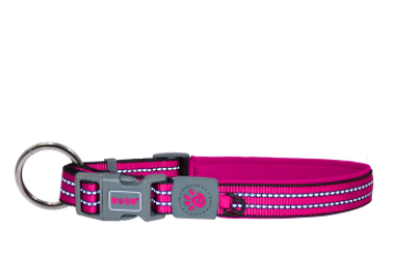 Doco Vario O-Ring Collar With Reflective Stitching-Raspberry Pink (Color: Raspberry Pink, Size: 5/8 x 15-17in)