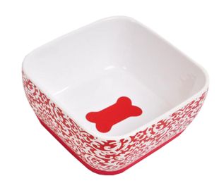 One Ceramic Dog Bowl 15x15x7.5CM (Color: Red)