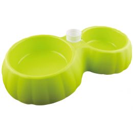 Automatic Add Water Double Dog Bowls (Color: Green)