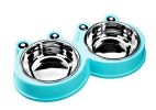 Frog Holder Stainless Steel Double Dog Bowls