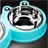 Frog Holder Stainless Steel Double Dog Bowls