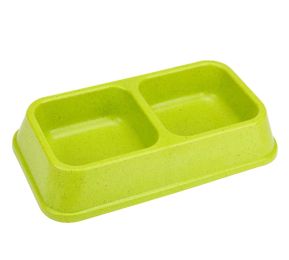 Double Dog Bowl Bamboo Fiber Square (Color: Green)