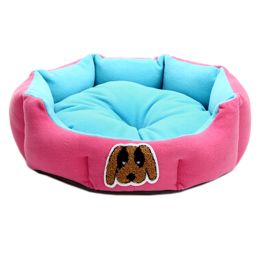 Dog Face Design Comfortable Small Dog Bed (Color: Blue/Pink)