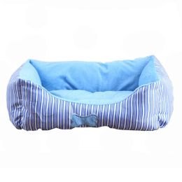 Rectangular Comfortable Small Dog Bed - Bone Decal (Color: Blue)