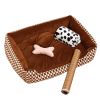 Detachable Cushion Rectangle Small Dog Bed with Toy, Blanket and Mat