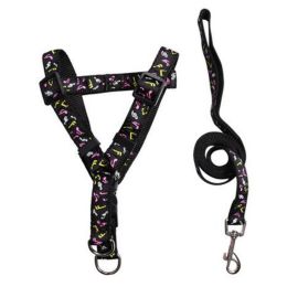Durable Harness and Leash for Small Dogs and Puppies(15LB) (Style: Notes Black)