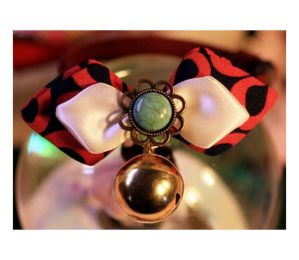 Dog Accessory Bow with Bell (Color: Red/Black/White)