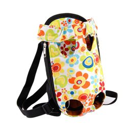 Portable Travel Front Backpack For Dogs (Suitable for 4.4-8.8 lbs) (Style: Flowers)