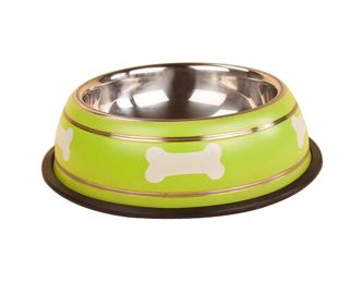 Cute Bones Dog Bowl Stainless Steel (Color: Green)