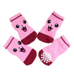 Smiley Face Cute Dogs' Socks 4PCs 2L(40*110cm) (Color: Red)