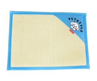 Natual Soft Dog Bed Double Sided Dual-use Straw Mat 53*38cm (Color: Blue)