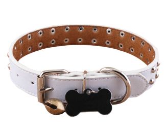 Double Row Beaded Micro Fiber Dog Collar(29-39cm) (Color: White)