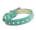 Adjustable Leather Rhinestone Studded Dog Collar(9~13 Inch)