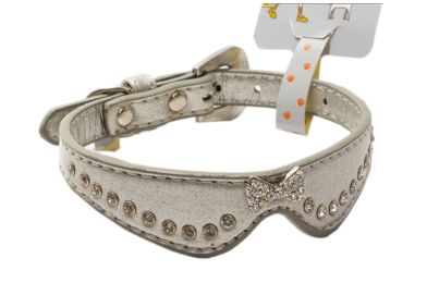 Rhinestone Decorated Adjustable Dog Collar(Fit 21~26cm neck) (Color: White)