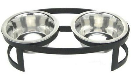 Tiny Oval Double Raised Bowl (Color: Black)